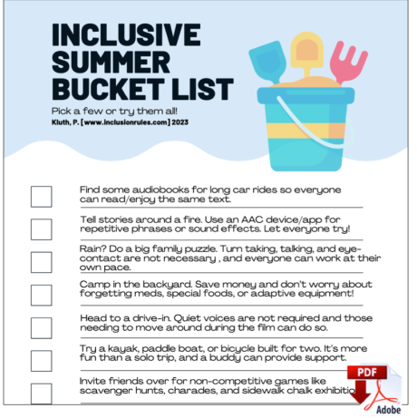 Download Paula Kluth's inclusive summer bucket list form